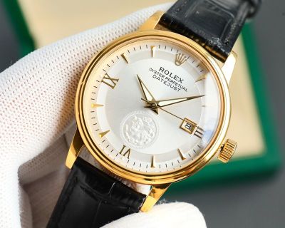 Rolex Datejust 8215 Movement 40mm 316L Steel Italian Leather Strap Replica Watch